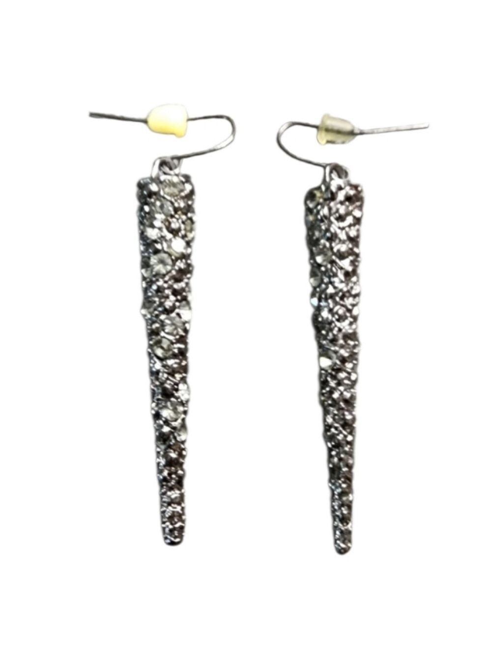 Gunmetal Textured Icicle Earrings